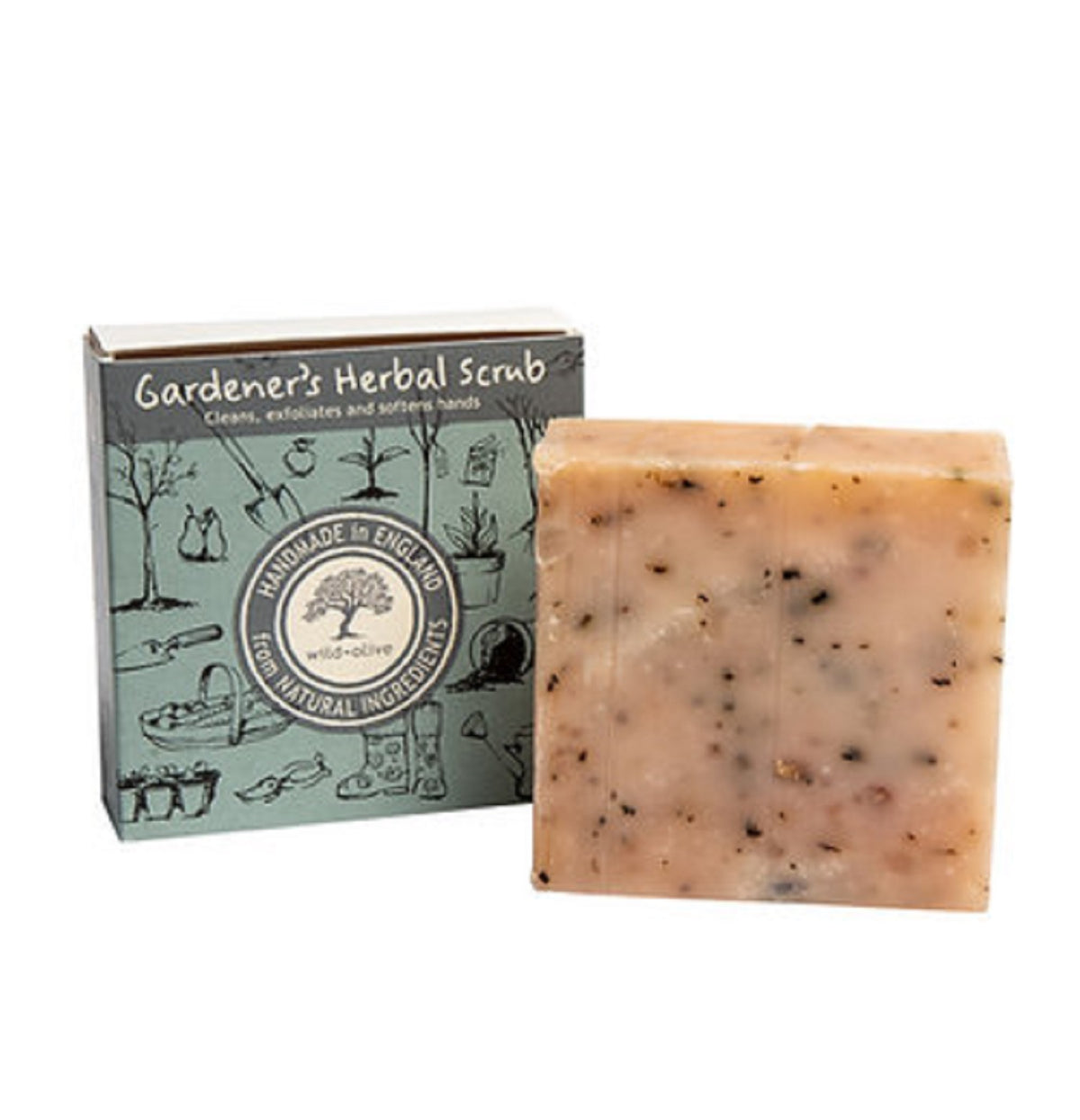 Packaged gardener's scrub soap bar