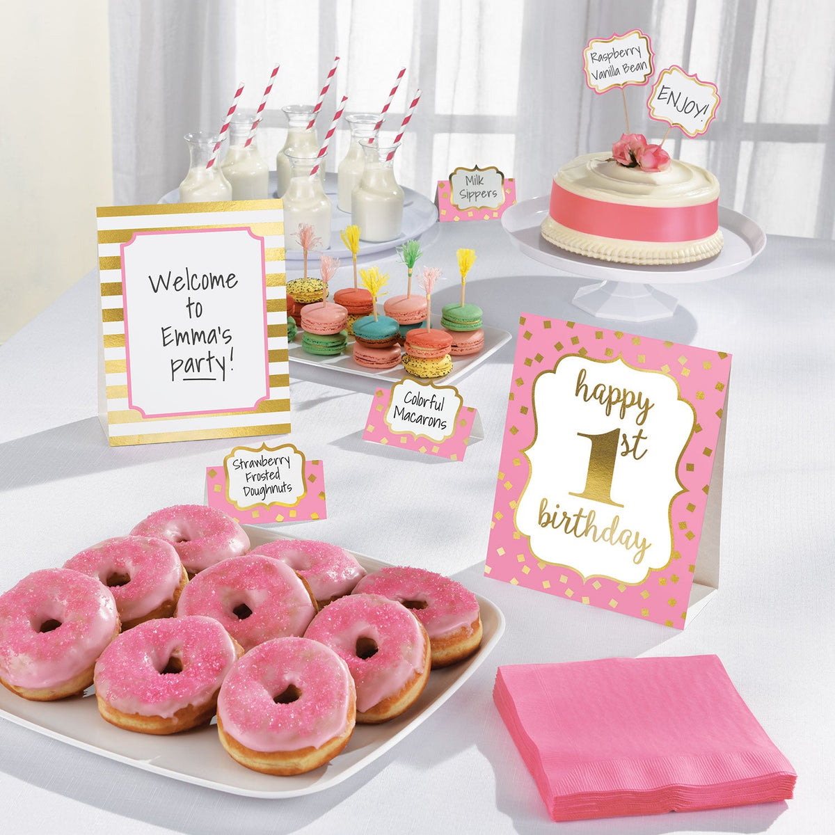 Pastel party decorations and celebration accessories