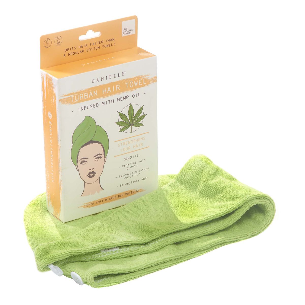 Packaged hair cap with green fabric