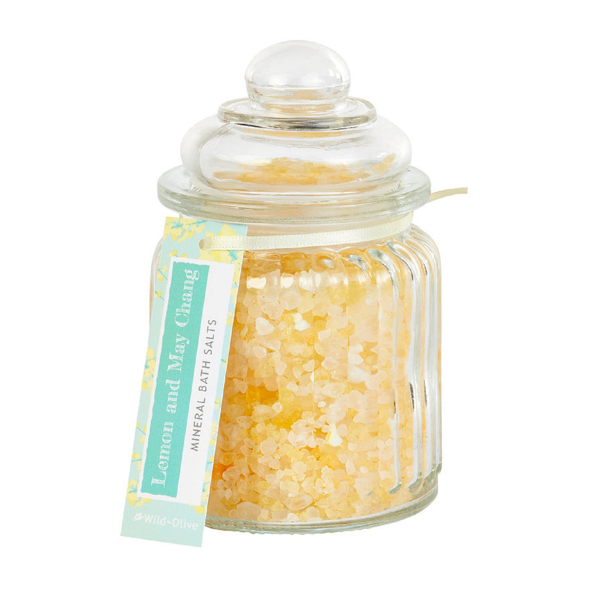 Jar of yellow bath salts