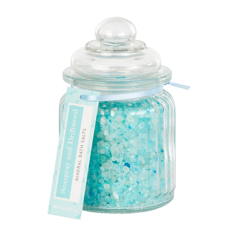 Jar of blue bath salts