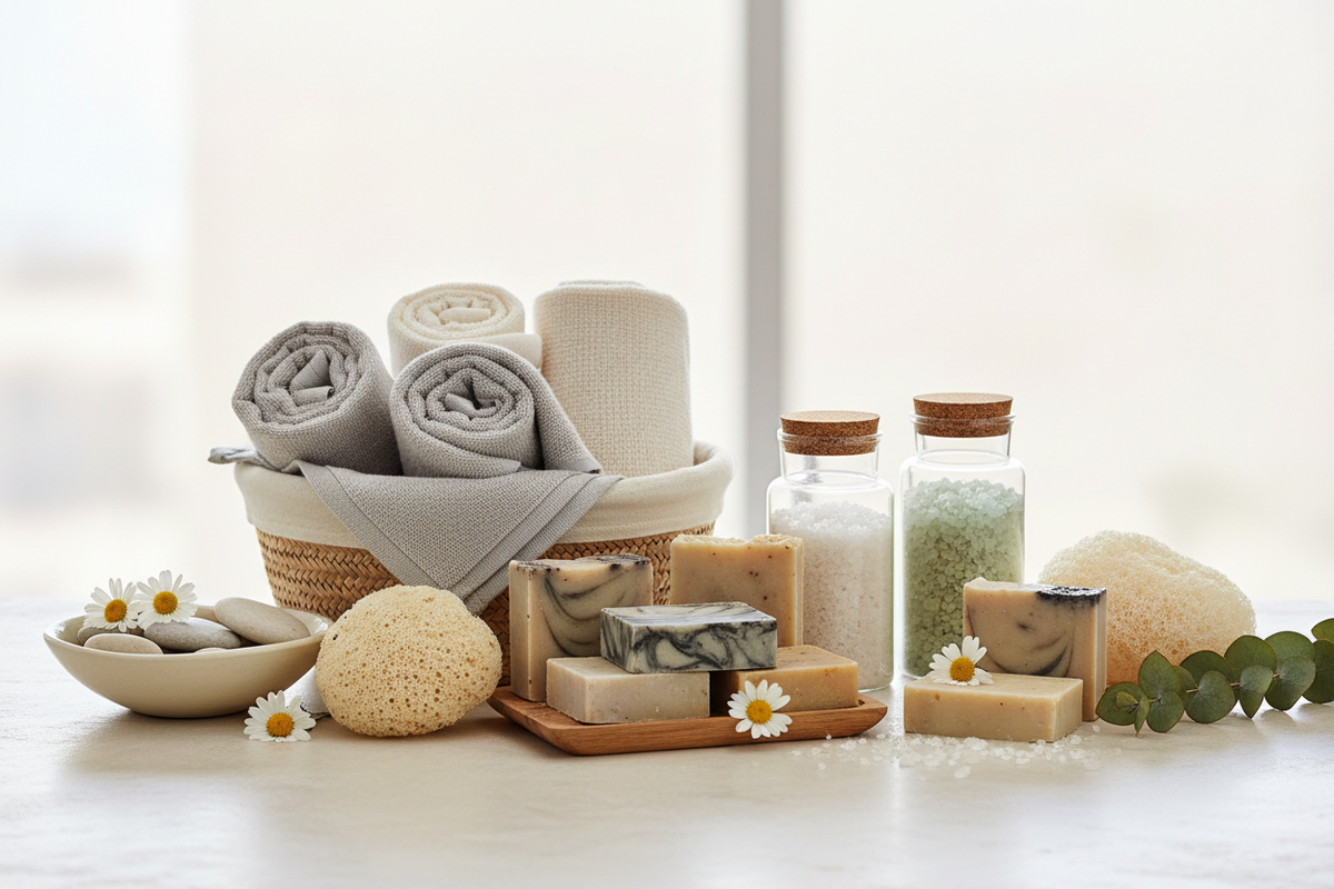 Bath brushes, towels and bath care accessories