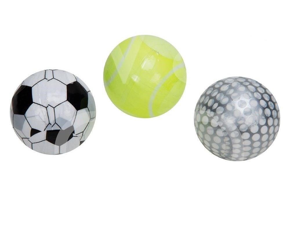 Football, tennis ball and golf ball