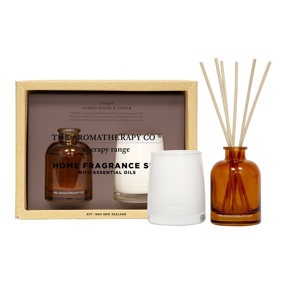 Candle, diffuser and boxed home fragrance set