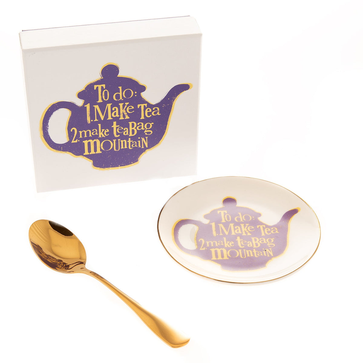 Tea Lover Gift Set - Tea Bag Tray & Spoon