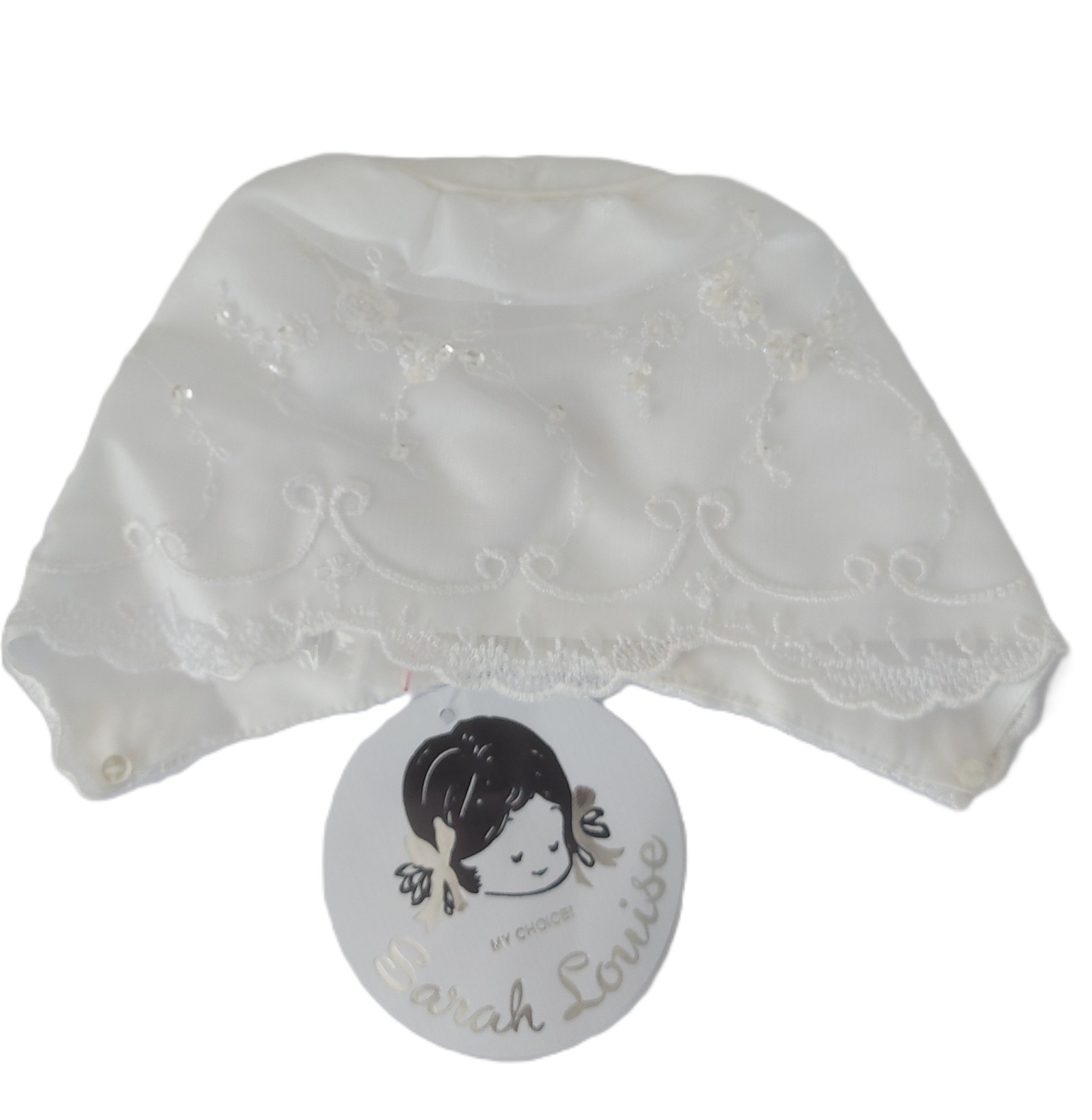 Sarah Louise Girls White Long Lace Christening Gown with Bonnet 3 Months