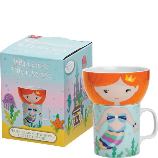 Hungry Heroes Kids Breakfast Bowl And Cup Set - Mermaid