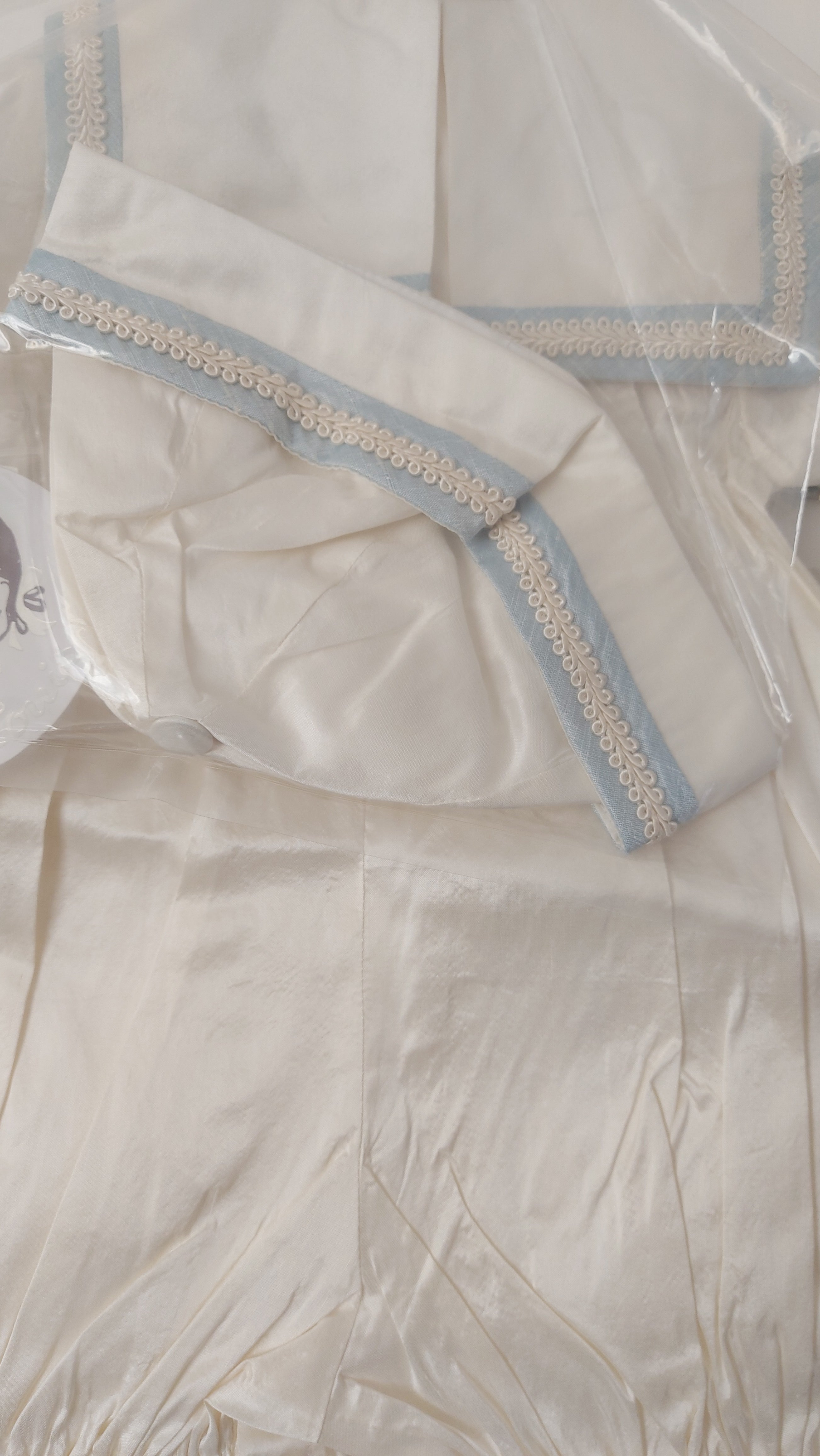 Sarah Louise Boys Ivory & Blue Nautical Romper Suit with Matching Hat - Silk