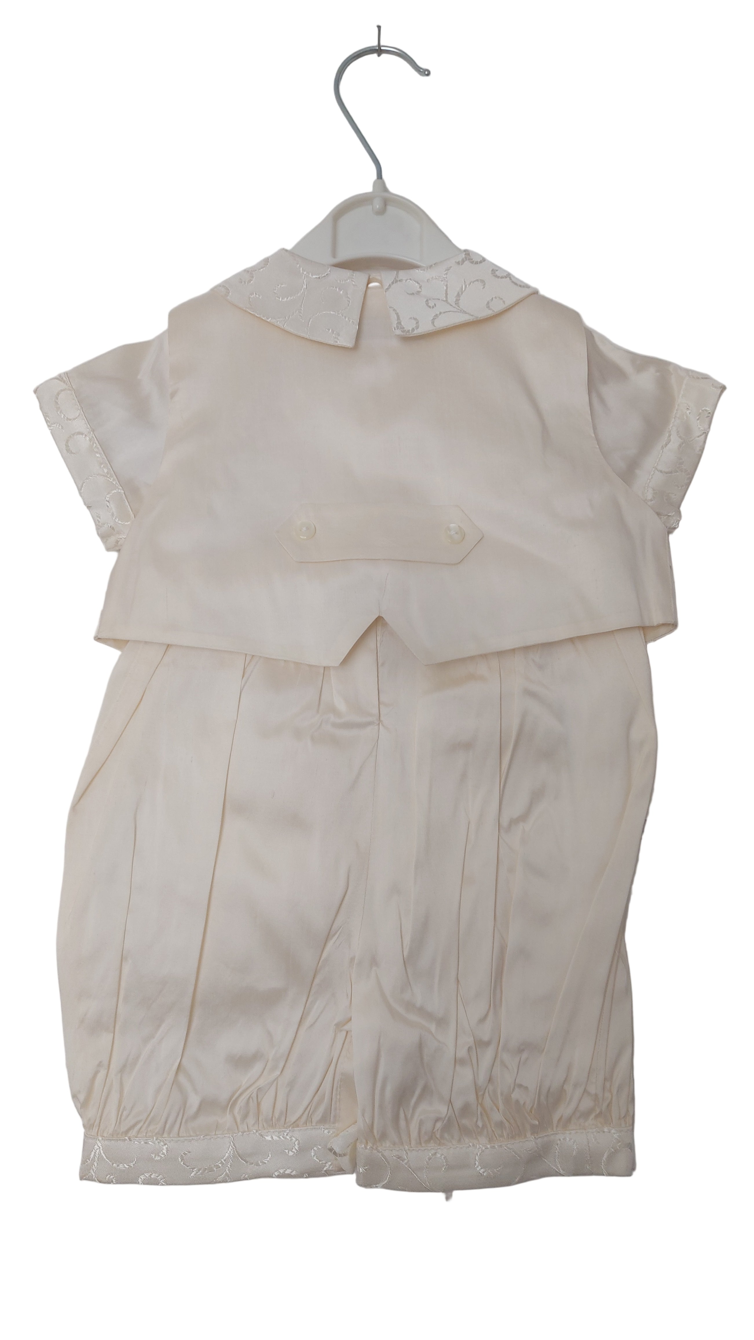 Sarah Louise Boys Ivory 3 Piece Romper Suit with Waistcoat & Hat - Silk