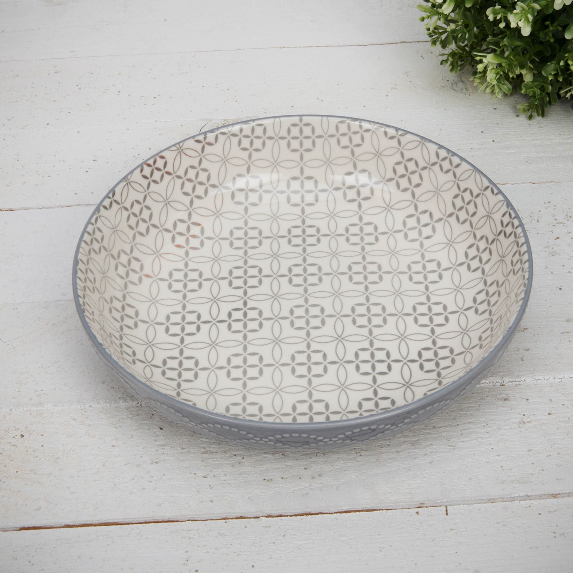 Set of 4 Tile Pattern Pasta Bowls - Ceramic