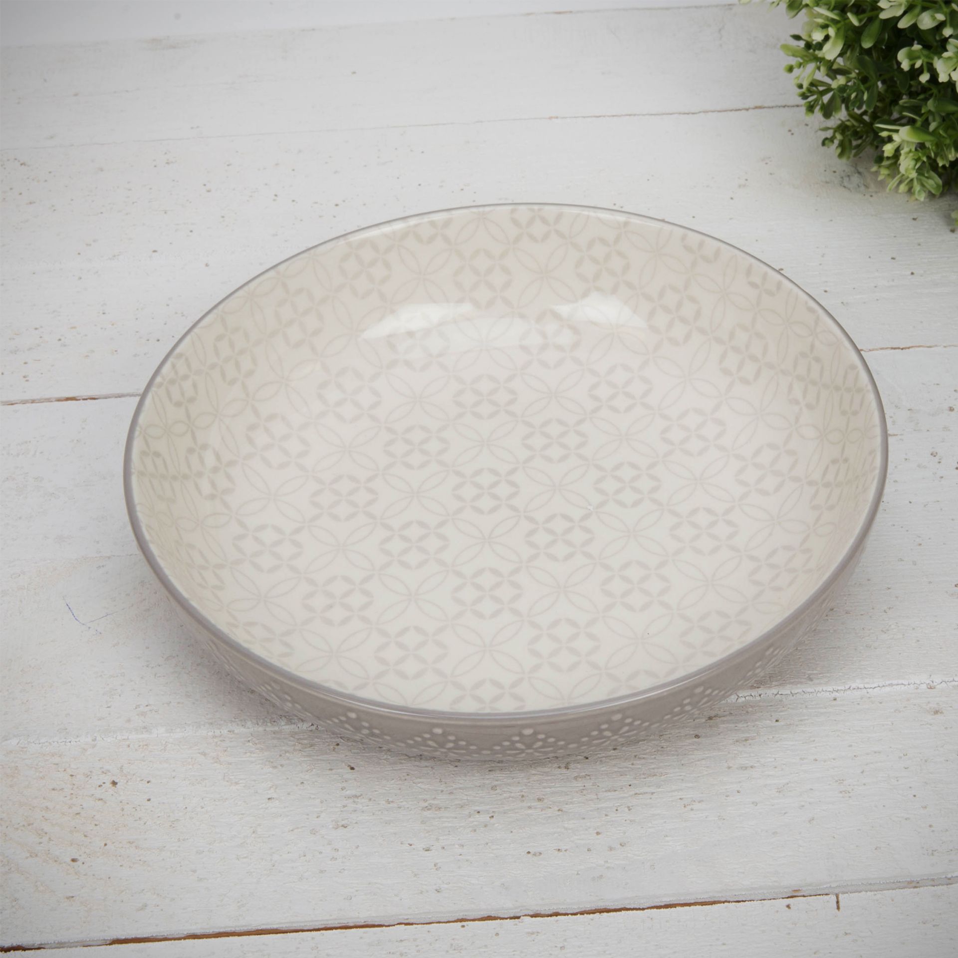 Set of 4 Tile Pattern Pasta Bowls - Ceramic