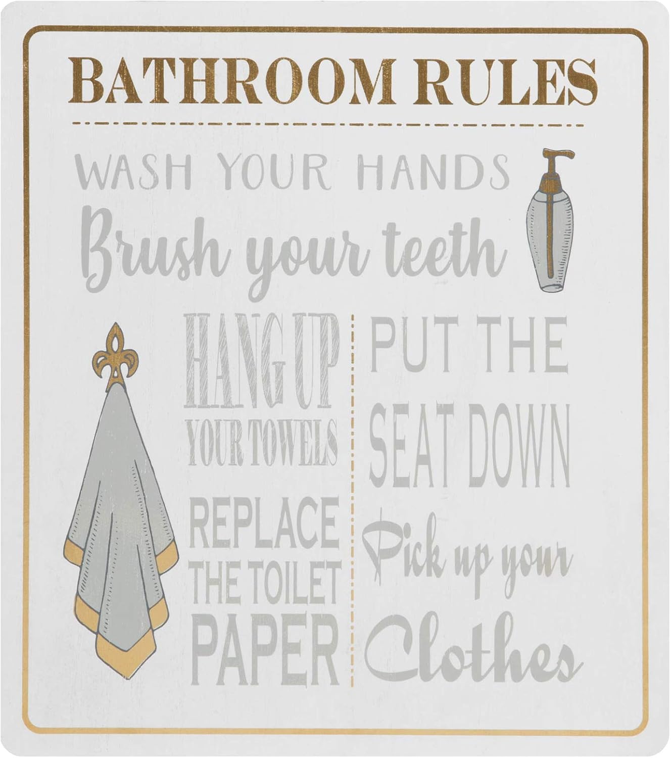 Bathroom Rules Wall Plaque - Home Décor Gift