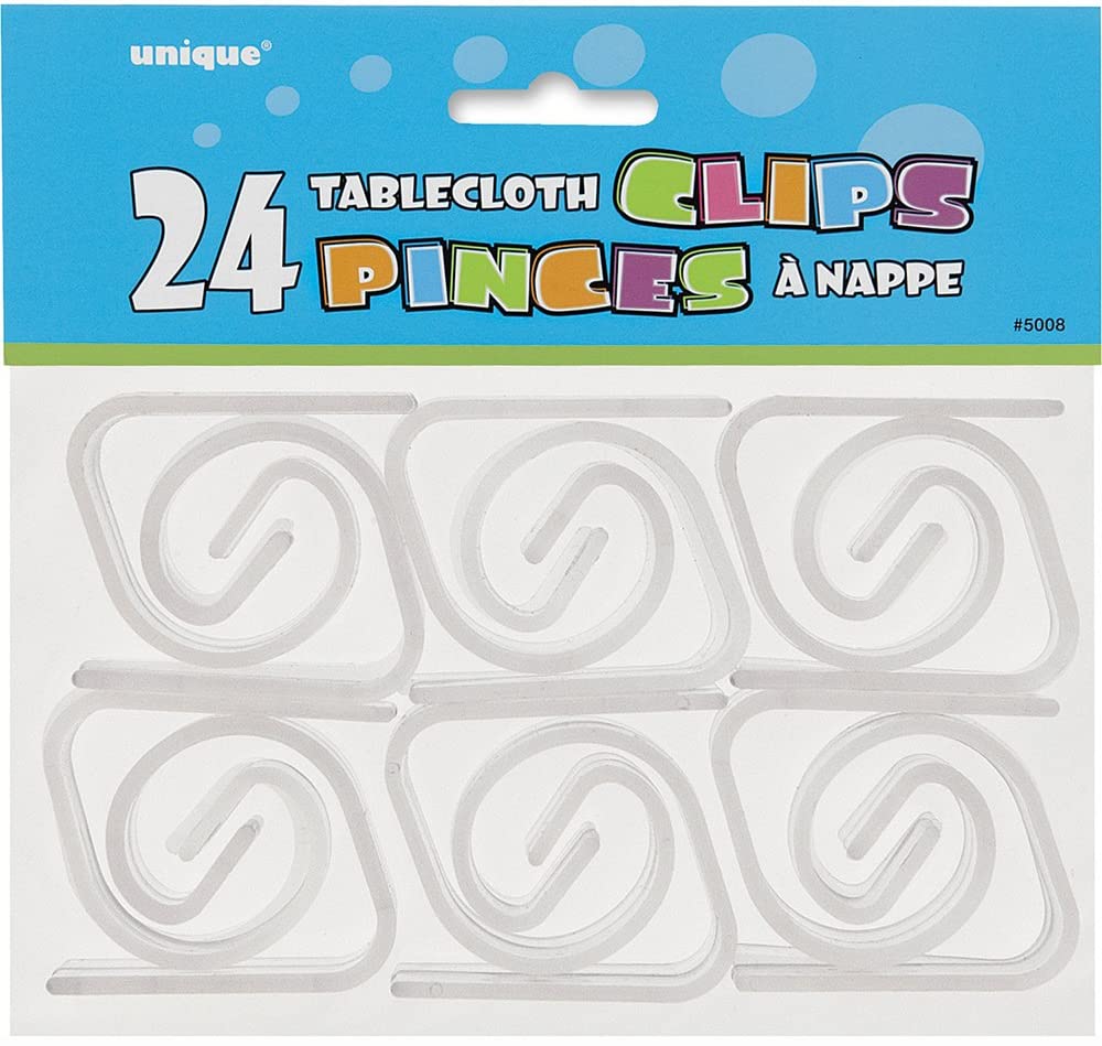 Clear Plastic Table Cover Clips - Pack of 24