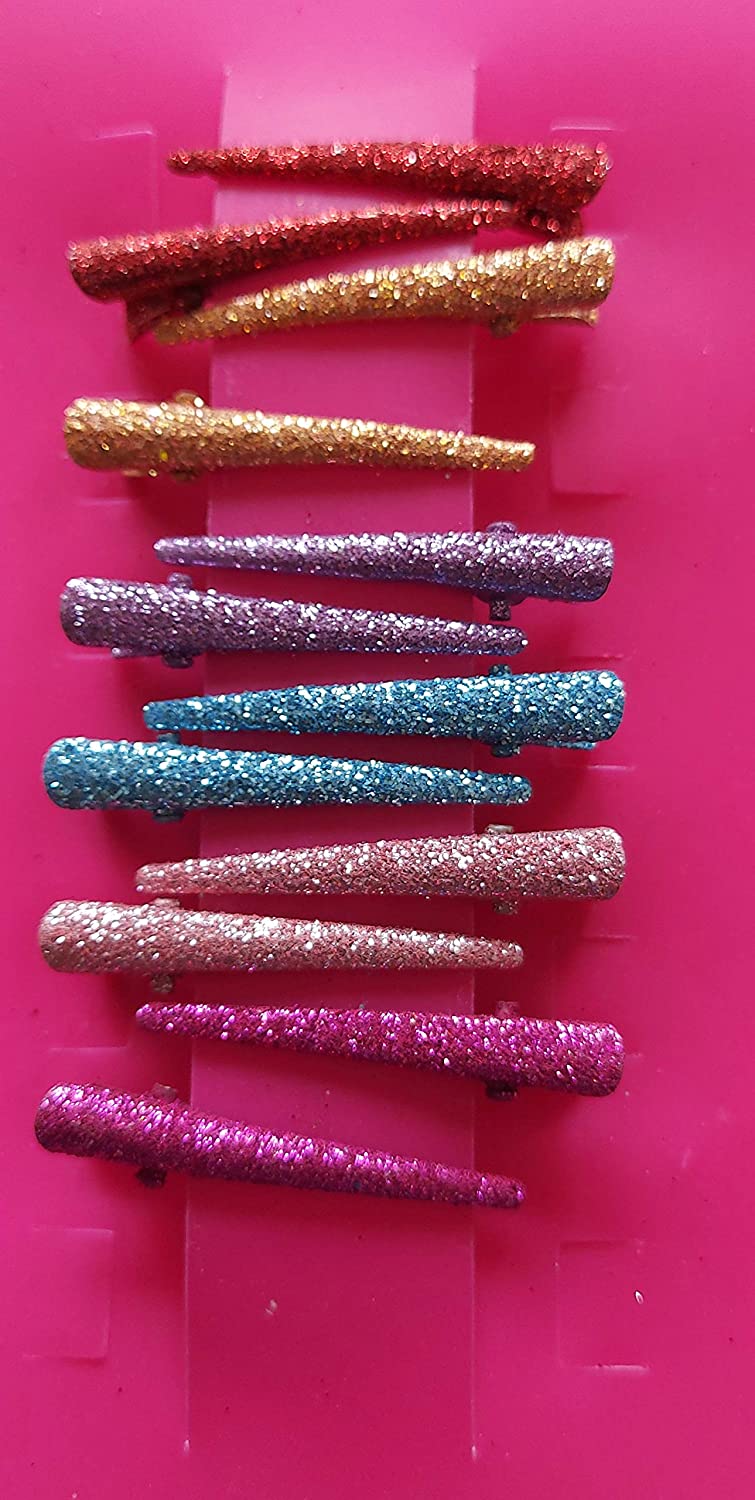 Pack of 12 Glitter Hair Clips