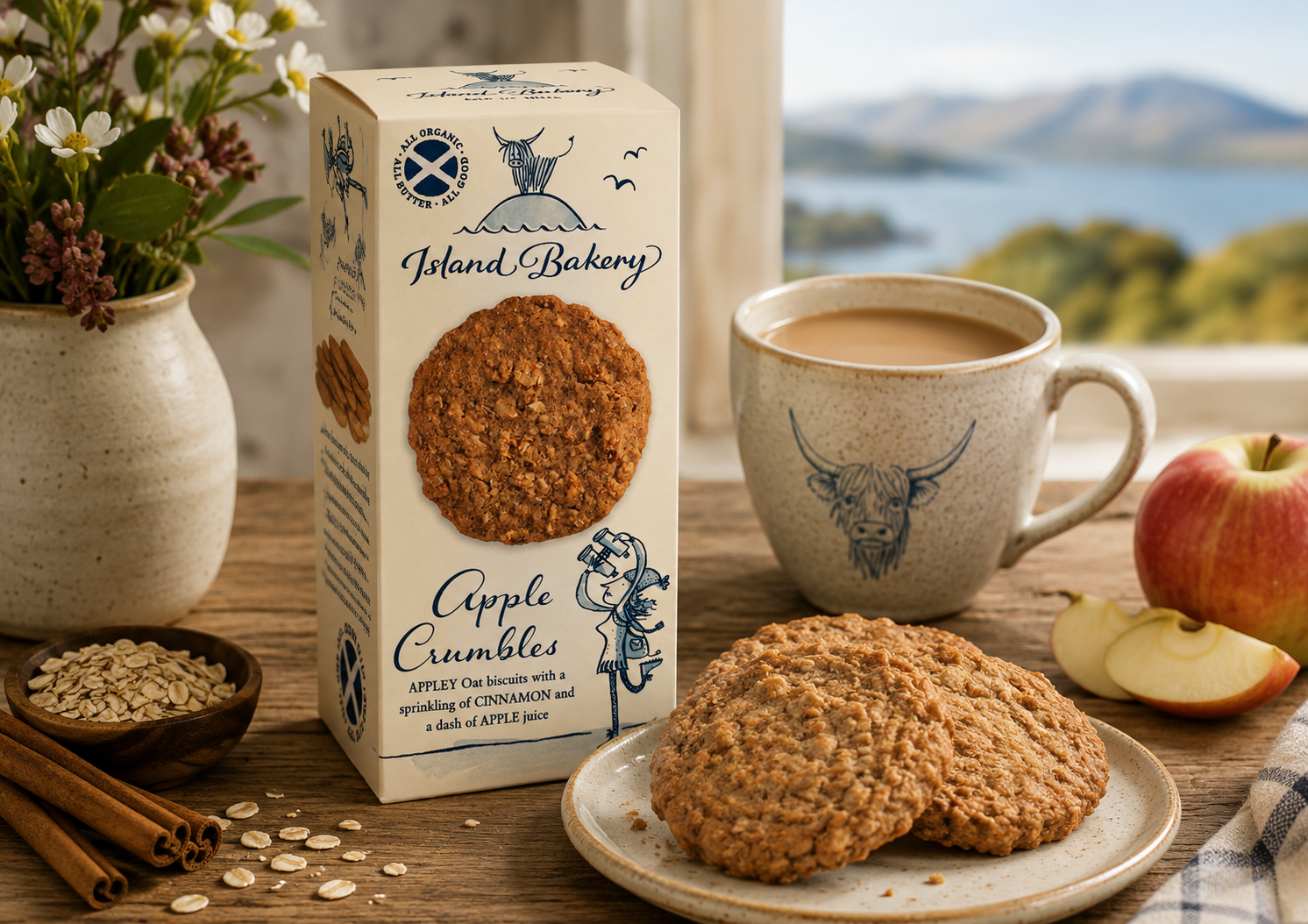 Island Bakery Organic Apple Crumbles Biscuits 125g | Apple, Oats & Cinnamon