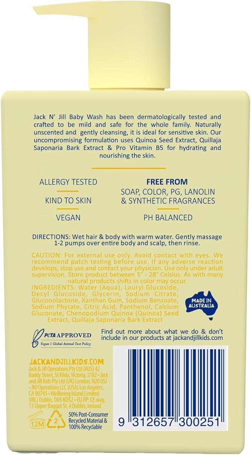 Jack N' Jill Natural Baby Wash 300ml Fragrance Free