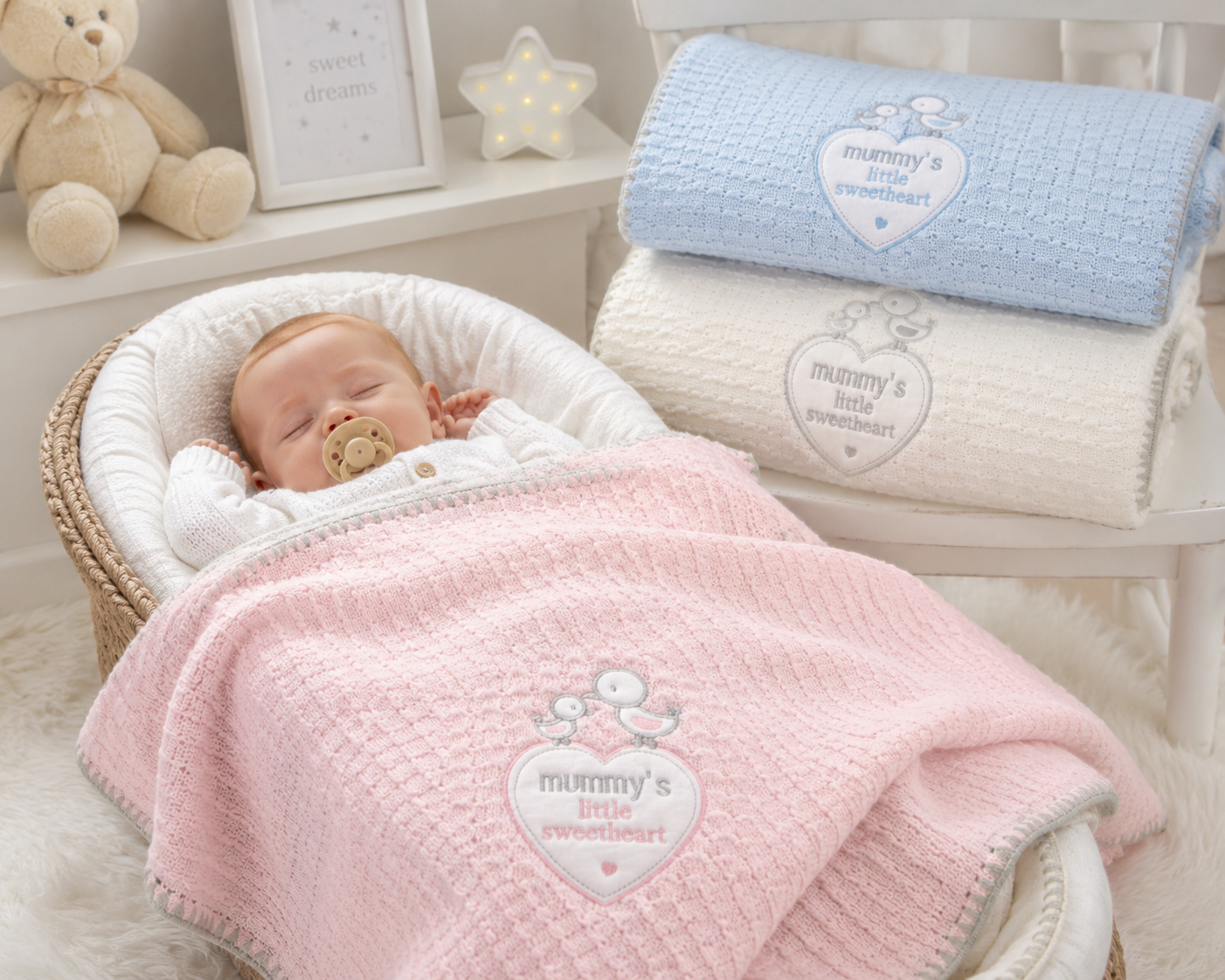 Large Baby Shawl Blanket Christening Wrap Pram Cot Moses Basket Blue