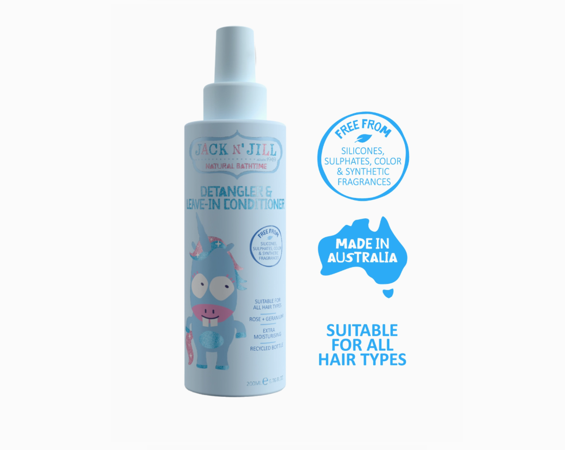 Jack N’ Jill Detangler & Leave-In Conditioner 200ml – Natural Kids Hair Spray, Silicone-Free