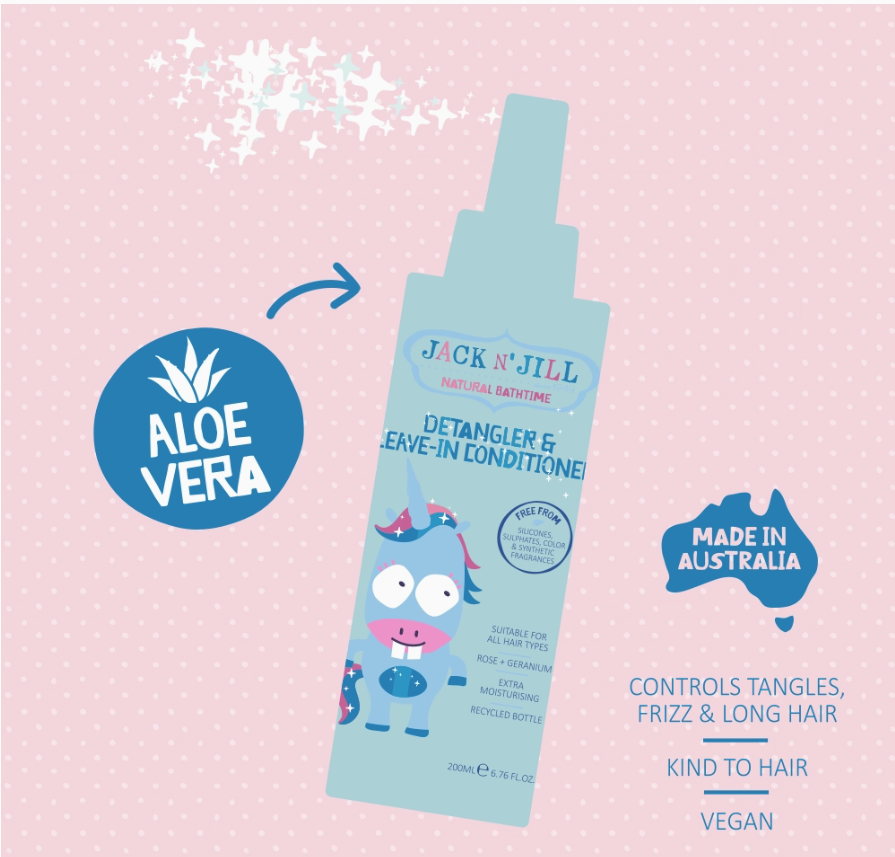 Jack N’ Jill Detangler & Leave-In Conditioner 200ml – Natural Kids Hair Spray, Silicone-Free