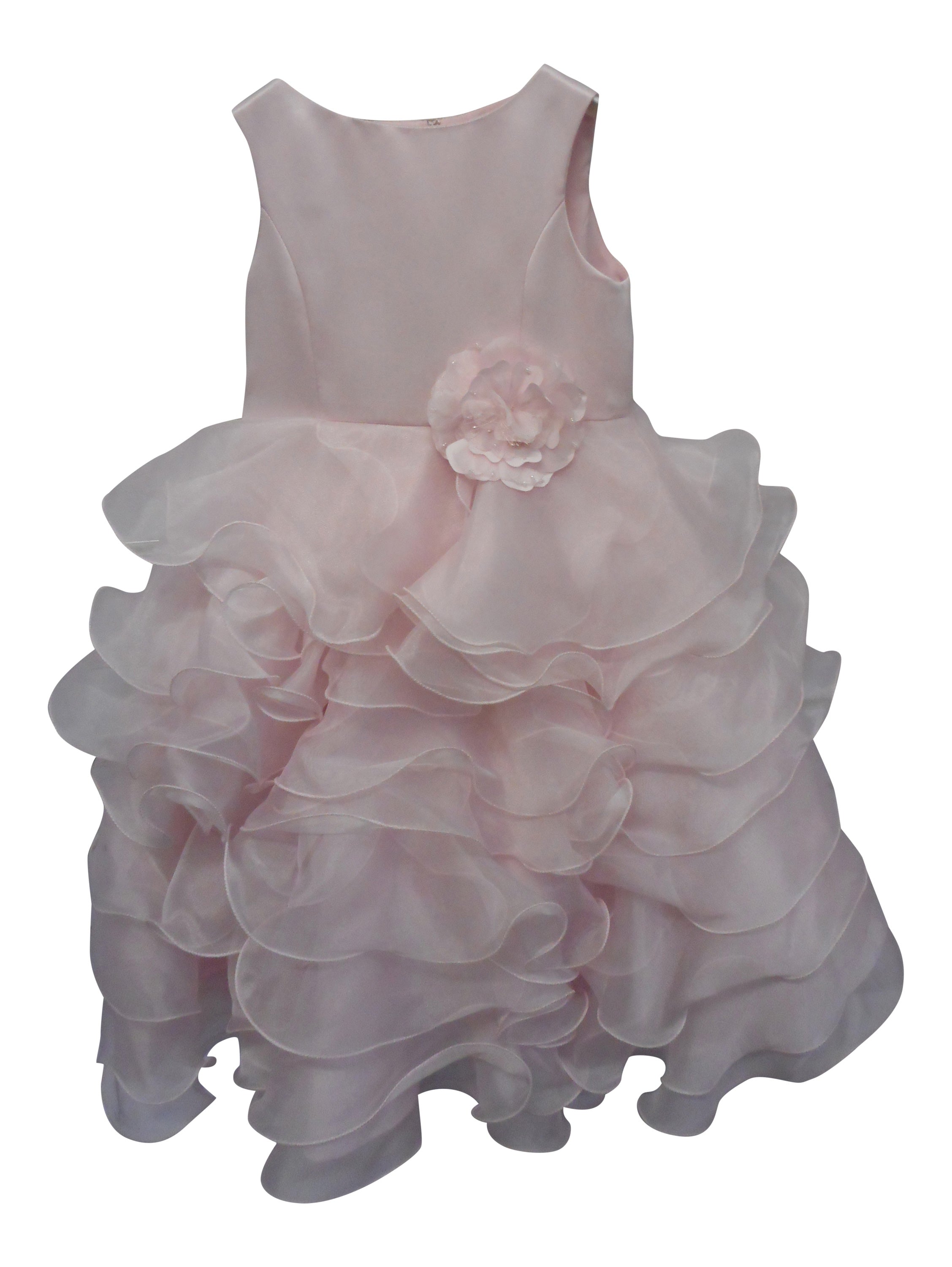 Sarah Louise Girls Pink Occasion Long Dress Ruffle Skirt – Christening, Wedding