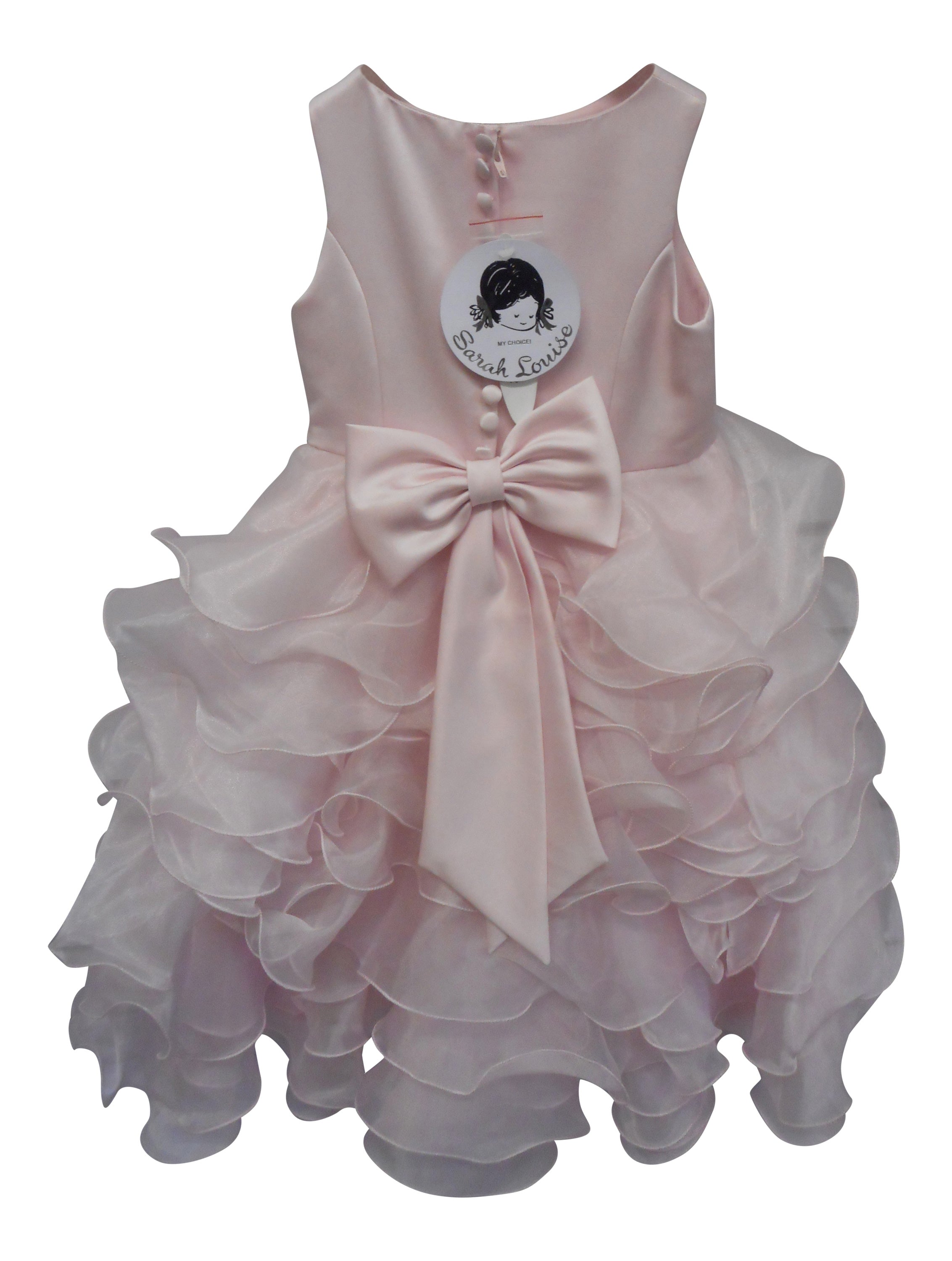 Sarah Louise Girls Pink Occasion Long Dress Ruffle Skirt – Christening, Wedding