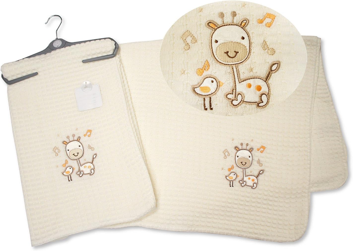 Giraffe Baby Christening Blanket Shawl Cream - Christening Gift