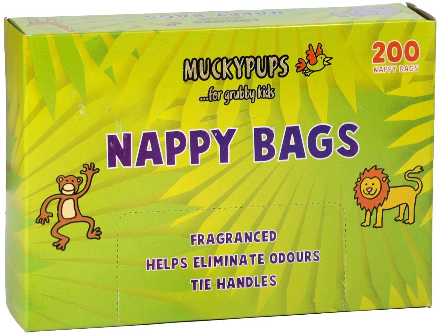 200 Disposable Fragranced Nappy Bags Tie Handle Baby Nappy Sacks