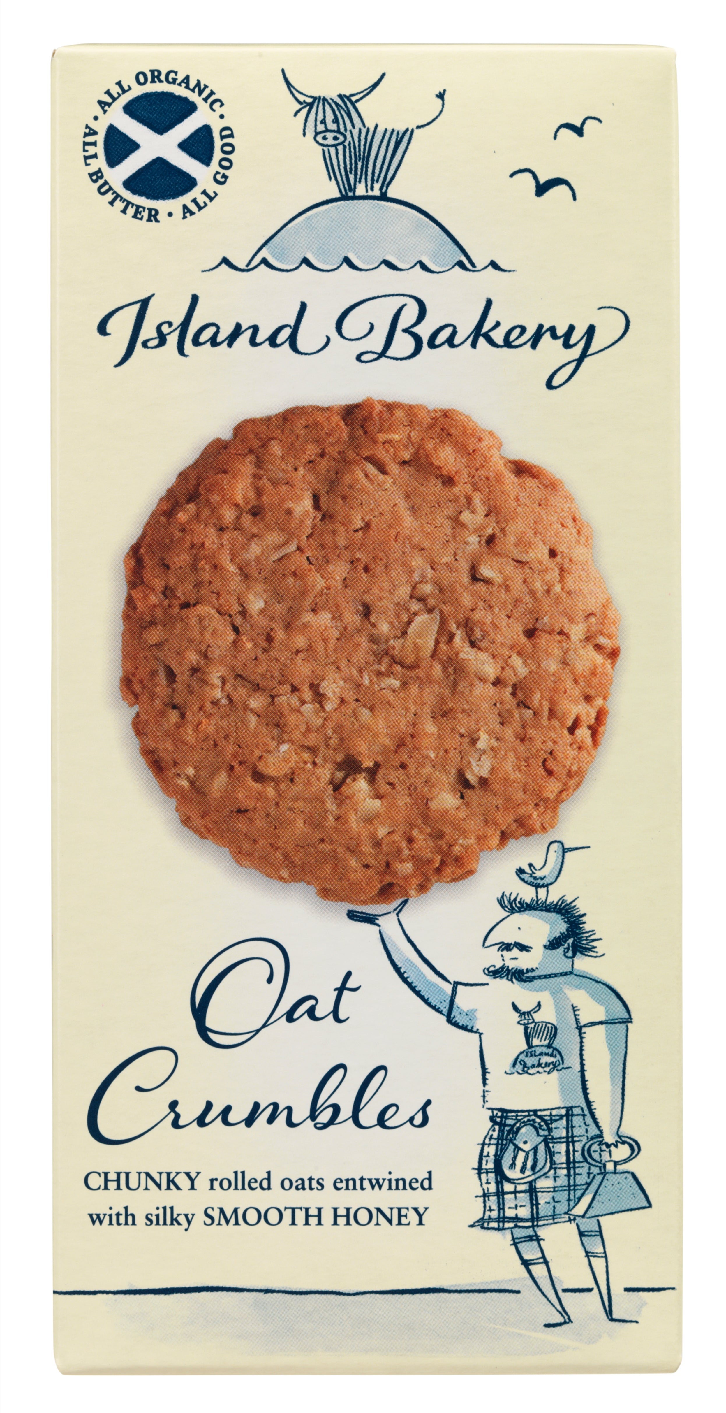 Island Bakery Organic Oat Crumbles Biscuits 125g | Chunky Oat & Honey Cookies