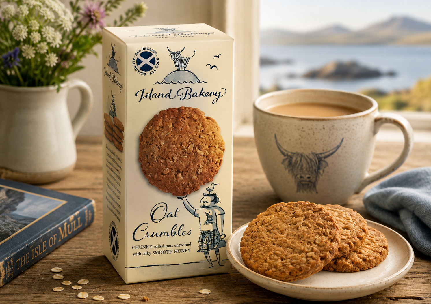 Island Bakery Organic Oat Crumbles Biscuits 125g | Chunky Oat & Honey Cookies