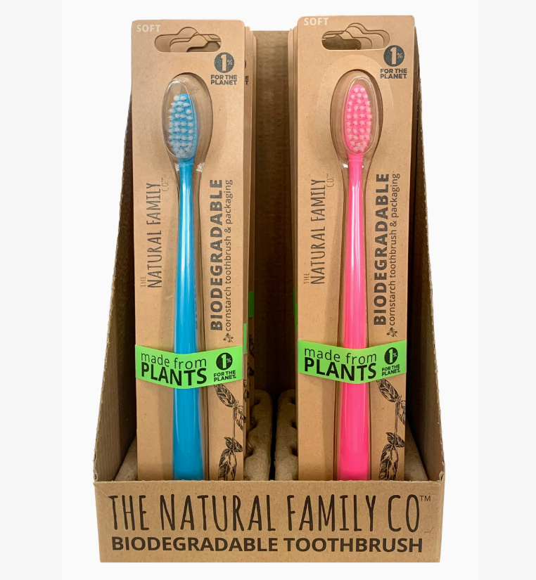 The Natural Family Co NFco Bio Toothbrush – Soft Bristles, Plant-Based Handle