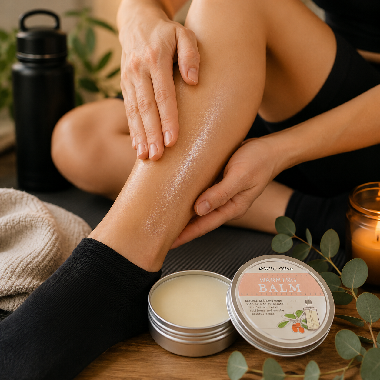 Wild Olive Warming Balm 70ml Natural Vegan Massage Muscle Balm Handmade