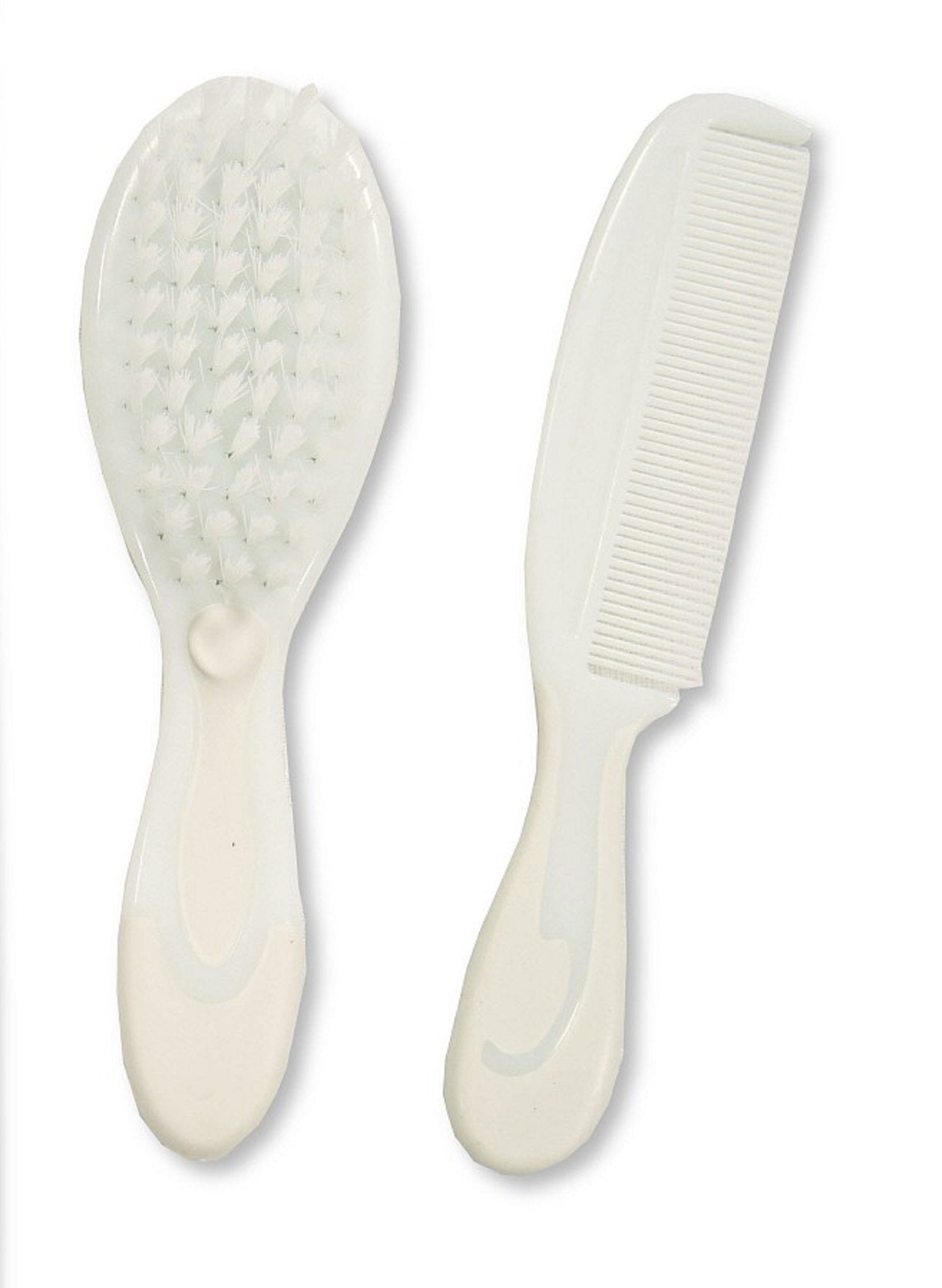 Baby Hair Brush & Comb Grooming Set - White