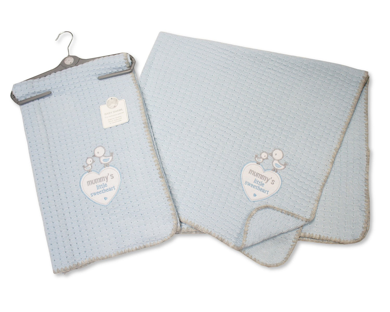 Large Baby Shawl Blanket Christening Wrap Pram Cot Moses Basket Blue