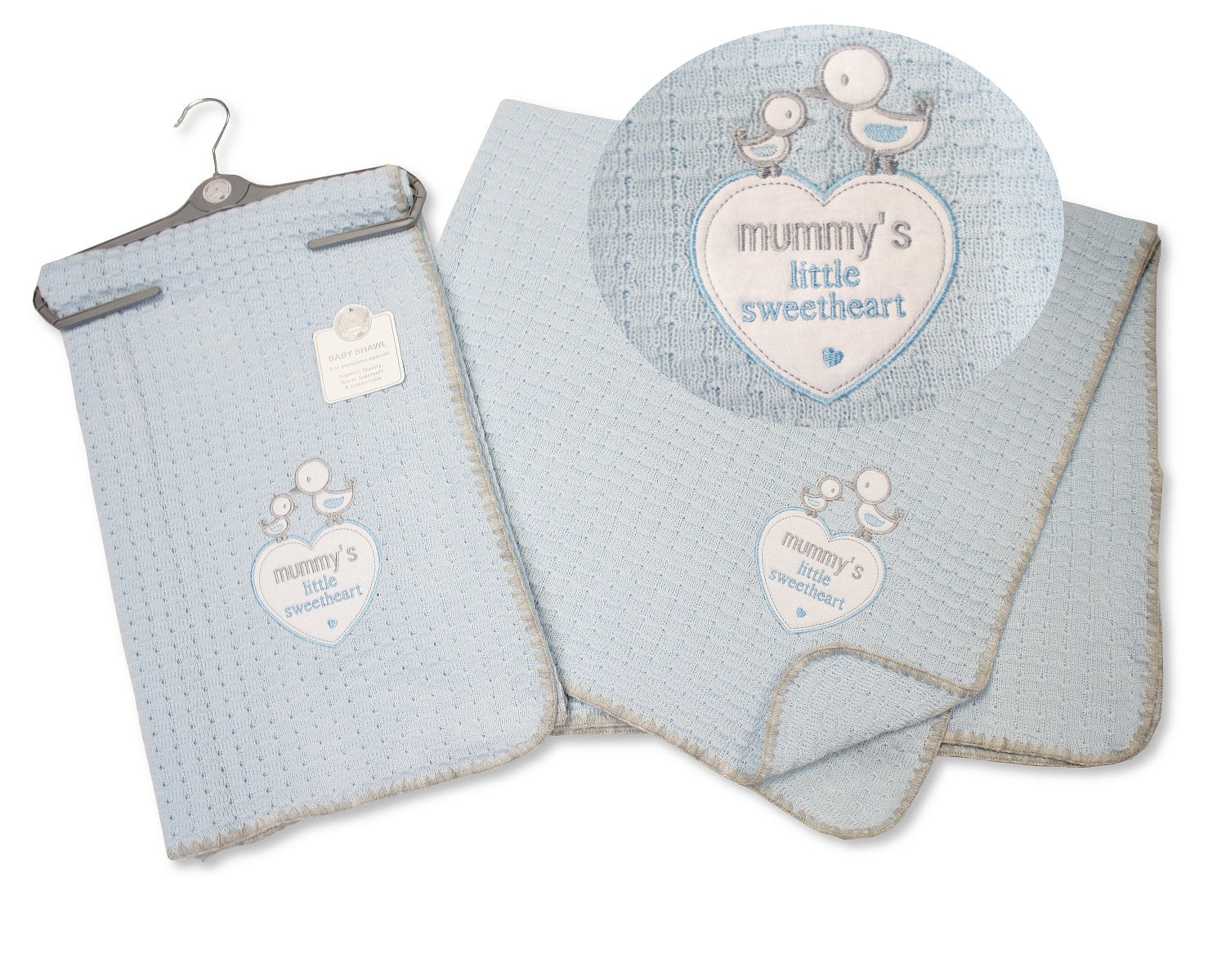 Large Baby Shawl Blanket Christening Wrap Pram Cot Moses Basket Blue