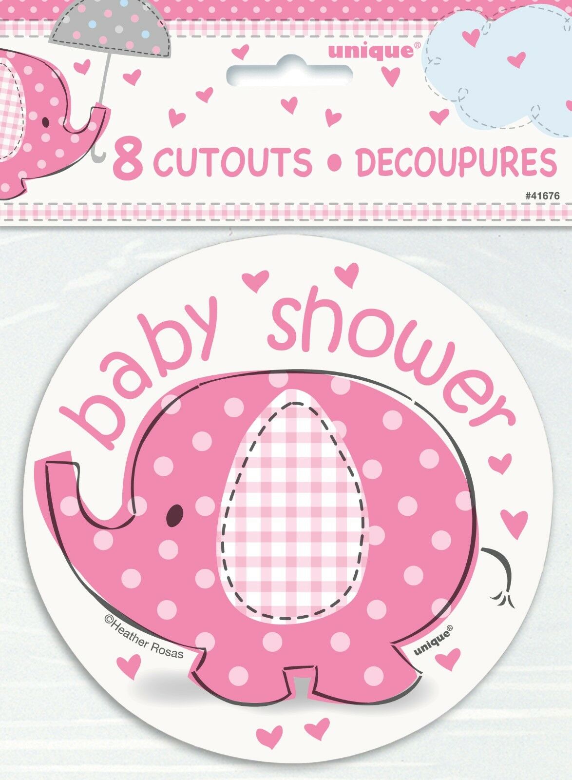Umbrellaphants Pink Baby Shower Cutouts Decorations