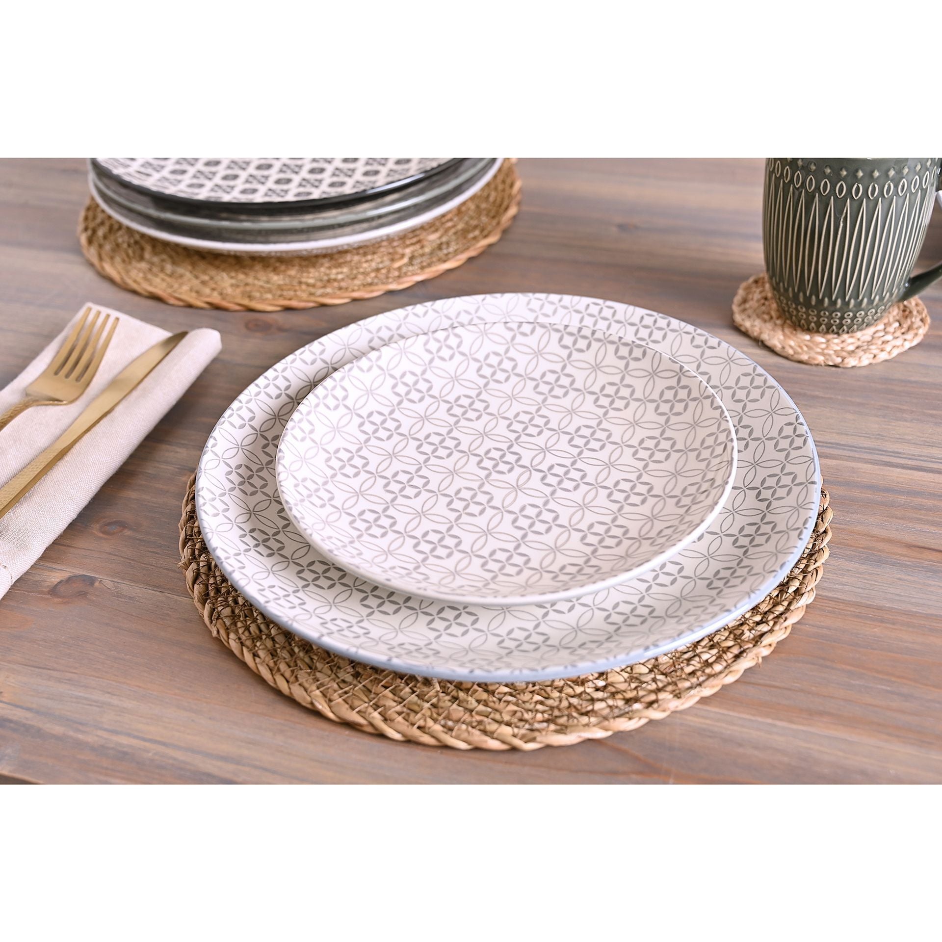 Set of 4 Tile Pattern Side Plates - Porcelain