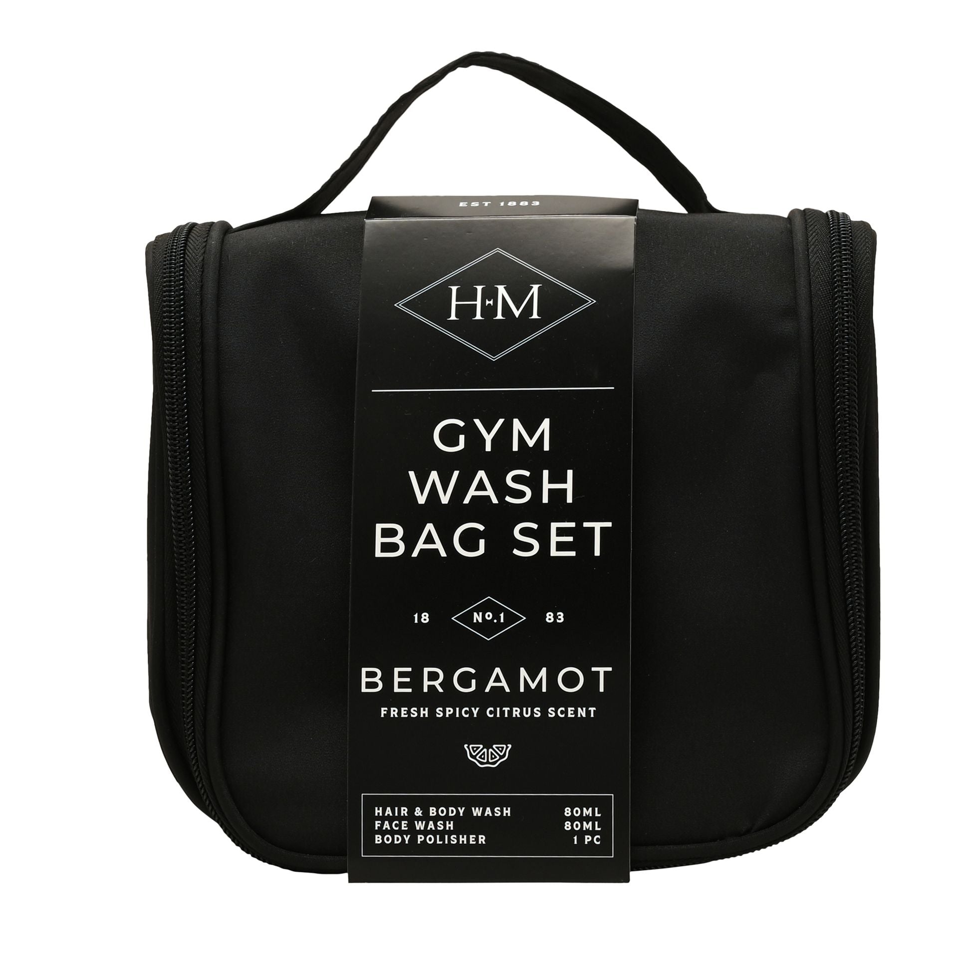 Gym Wash Bag Kit Gift Set for Men - Bergamot Body Wash Set