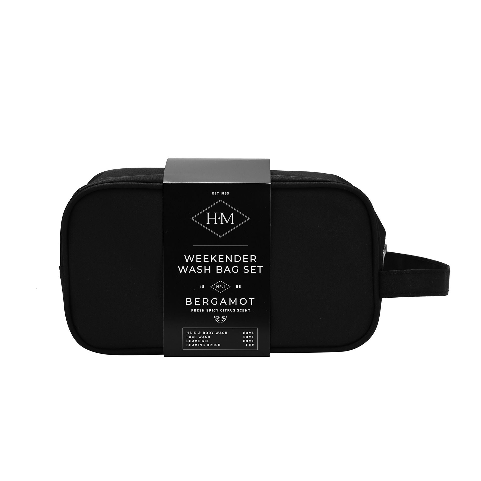 Weekender Wash Bag Kit Gift Set for Men - Bergamot Wash & Shave Set