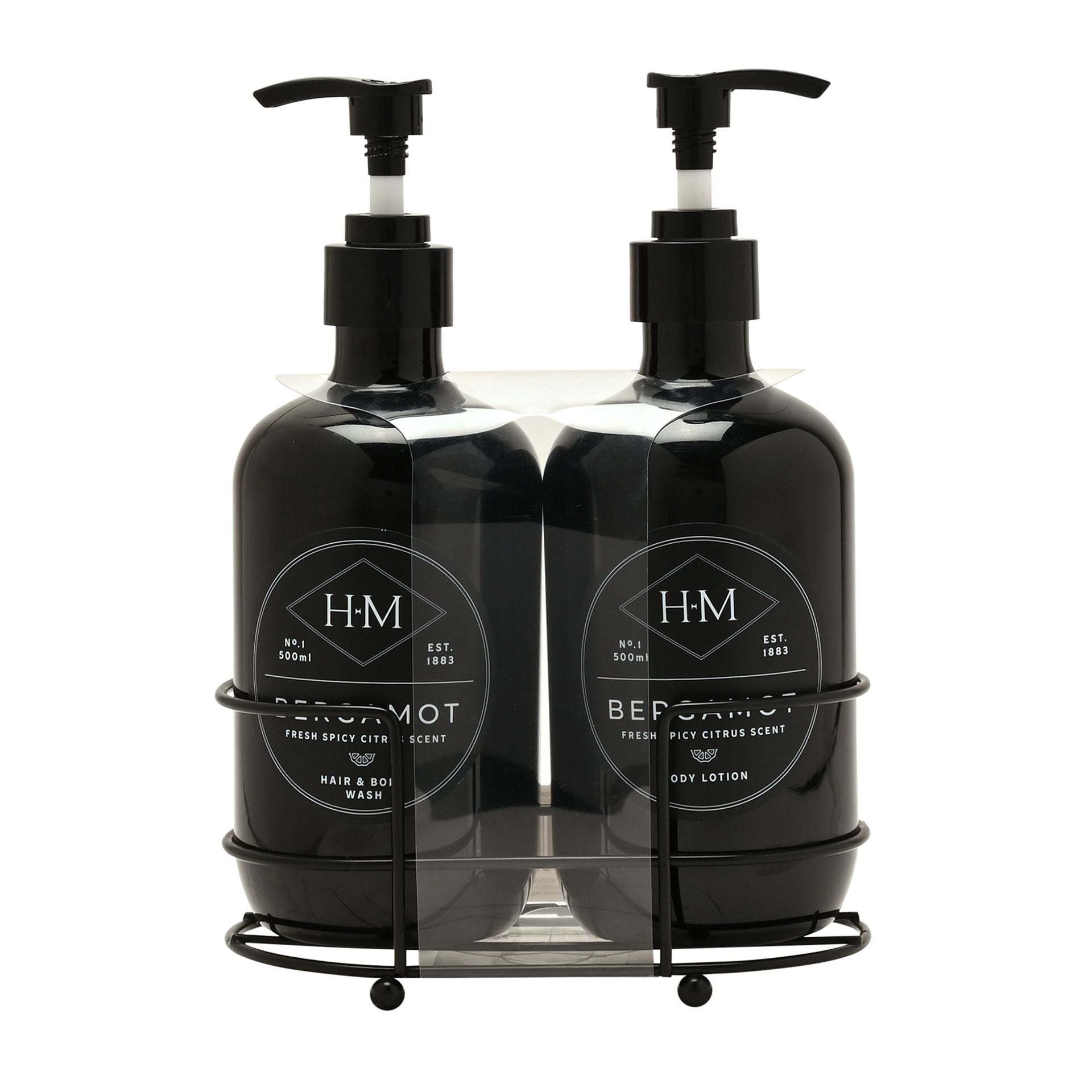 Bergamot Body Wash & Lotion Gift Set for Men - With Shower Caddy