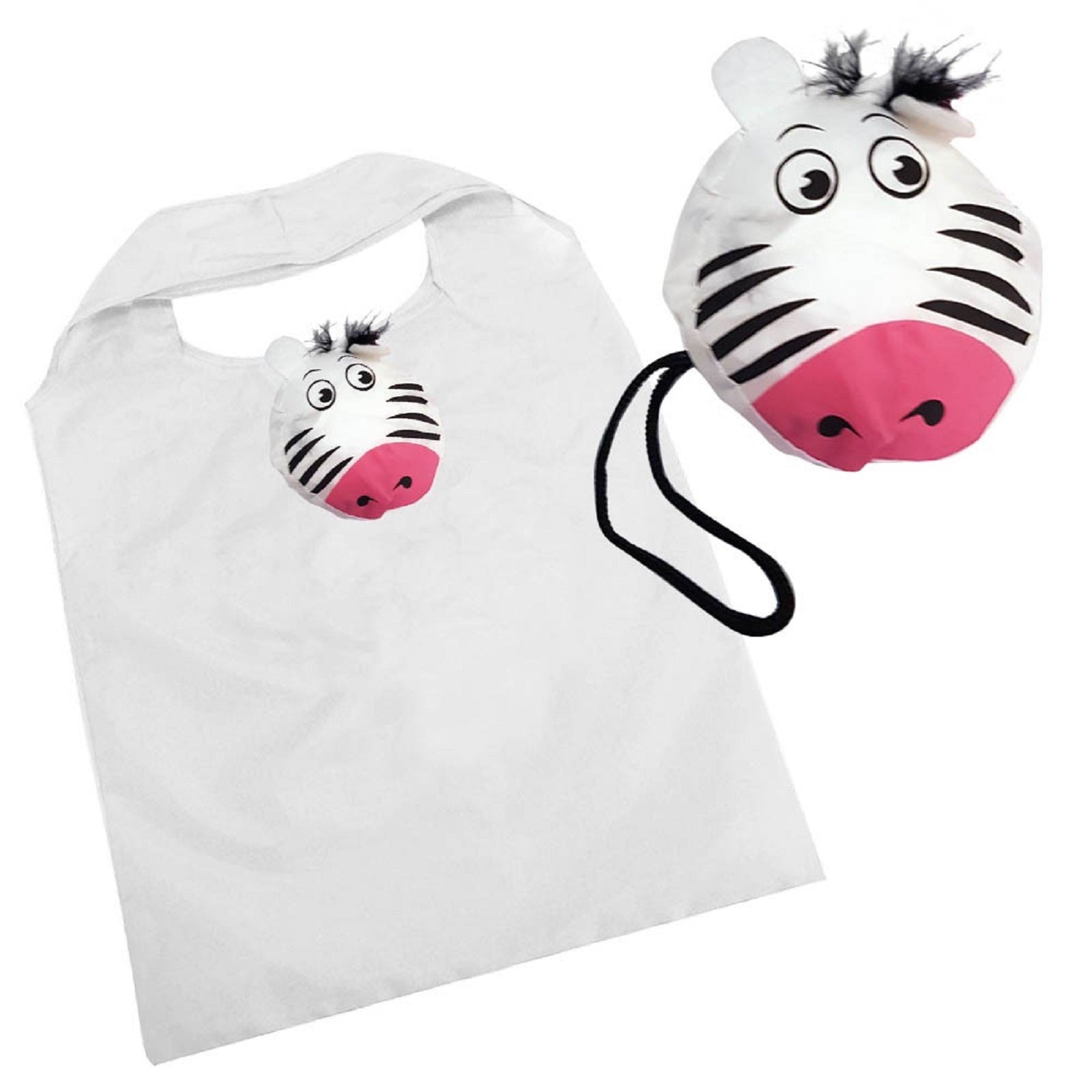 Novelty Shaped Reusable Foldable Shopping Tote Bag - Zebra