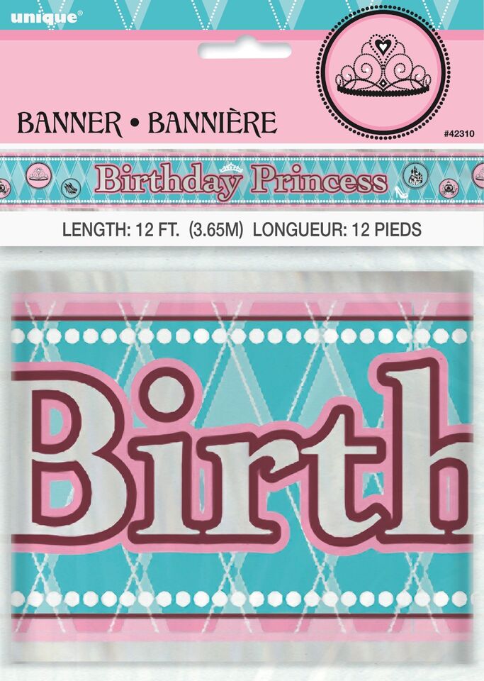 Birthday Princess Foil Party Banner 12 ft (3.65 m)