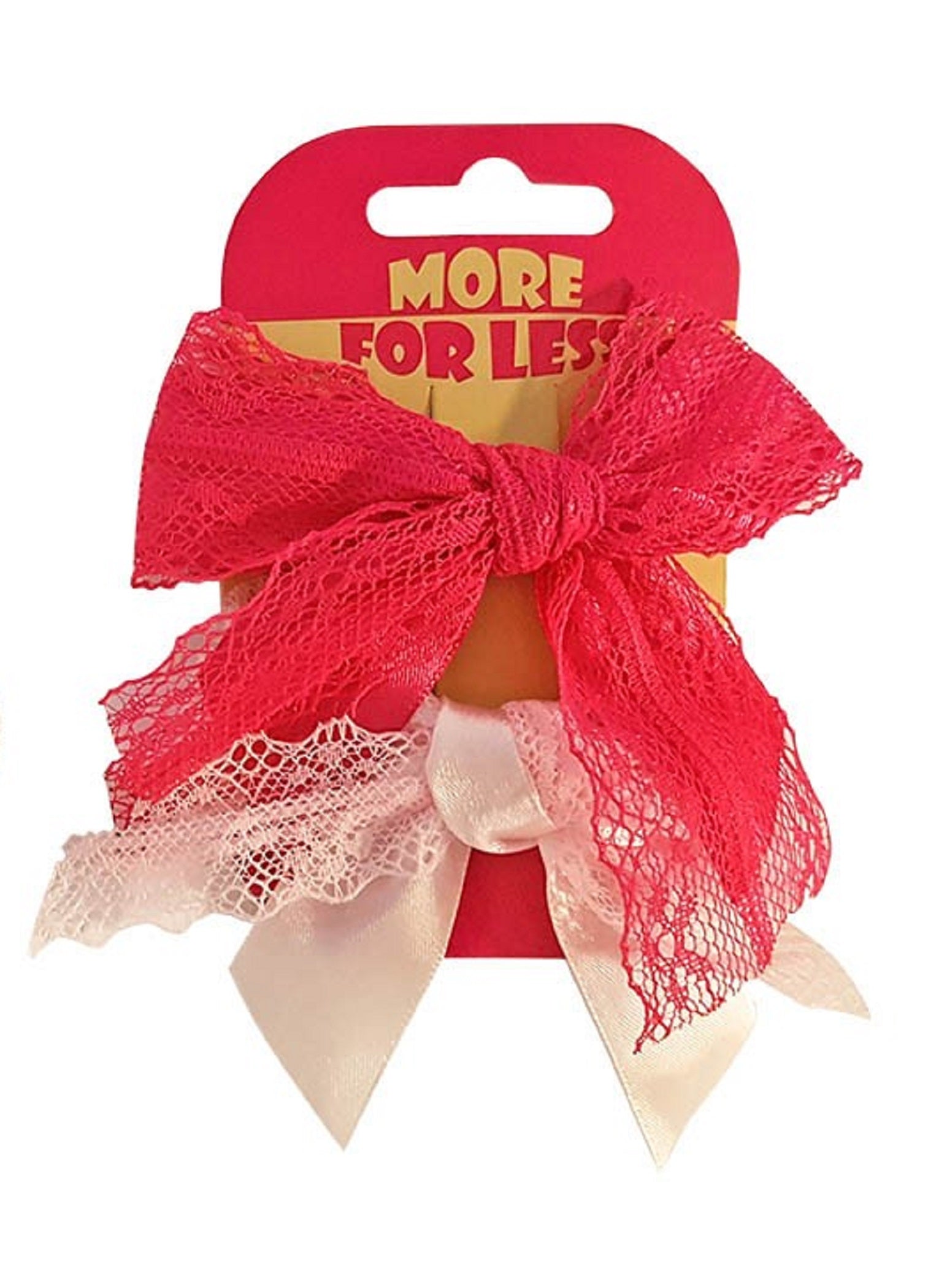 Pack of 2 Lace Bow Hairbands Scrunchies Hair Ties Pink