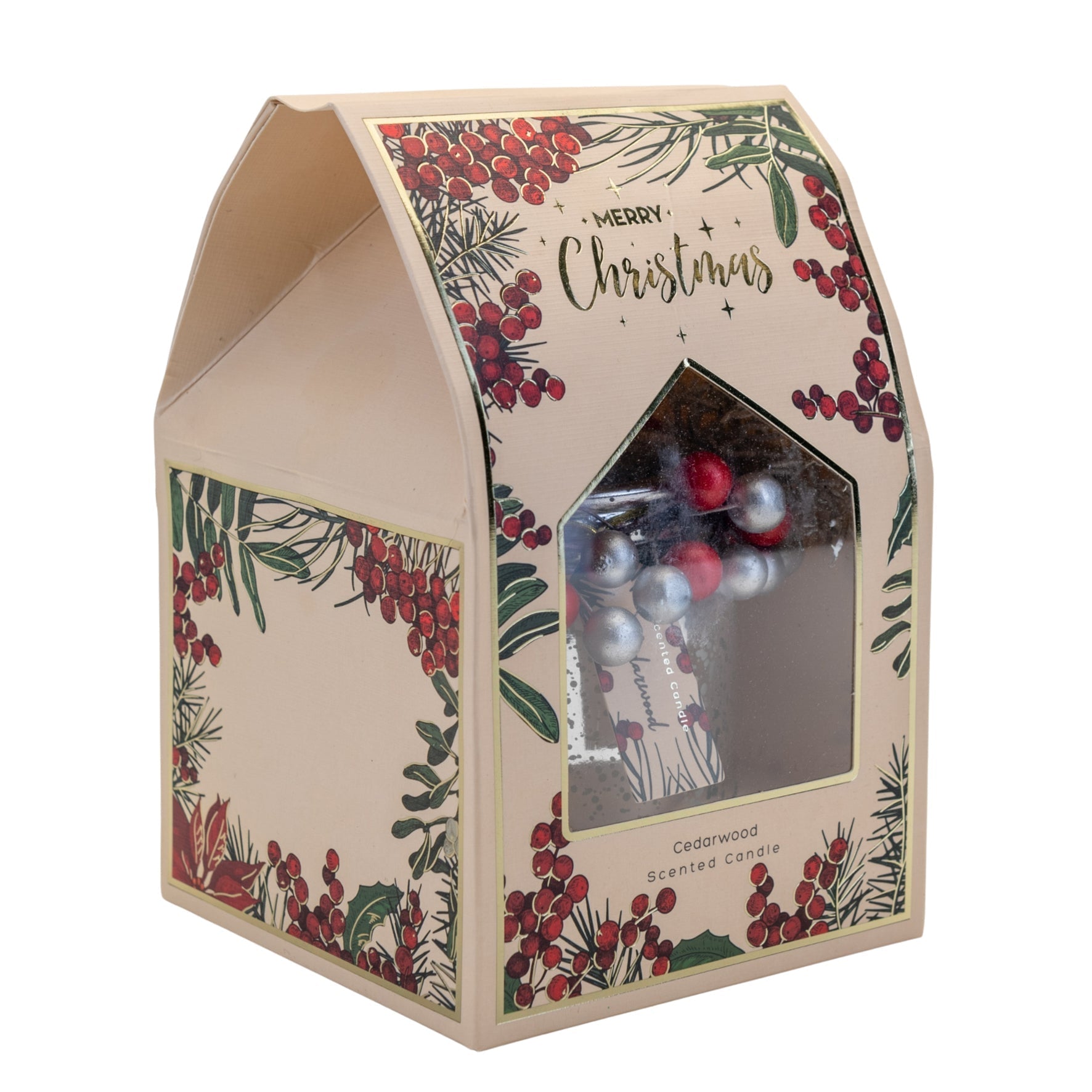 Christmas Electroplated Silver Foil Cedarwood Candle 220 g