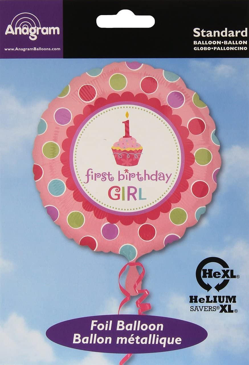 First Birthday Girl Foil Balloon Pink