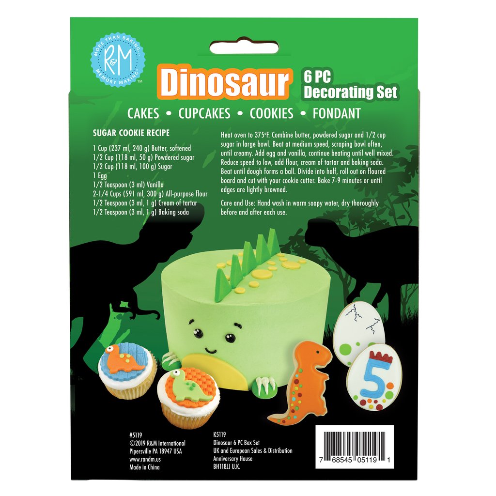 Dinosaur Tin-Plated Cake Decorating Cutter Kit