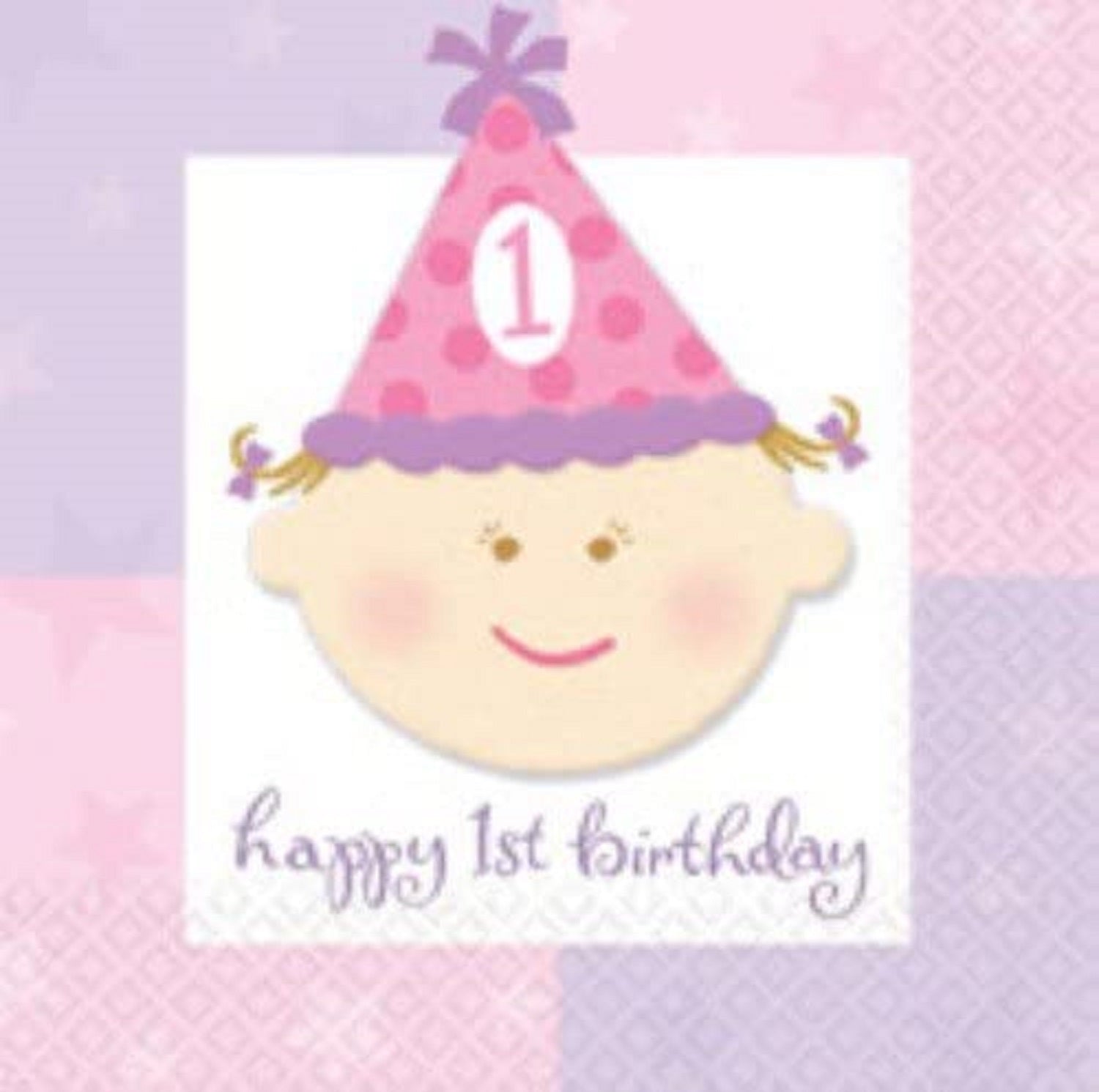 First Birthday Girl Party Paper Napkins - Pack Of 16