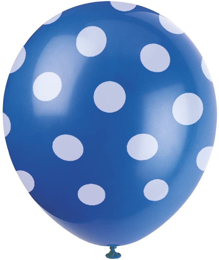 Pack of 6 Royal Blue Dots Balloons Party Decorations 12"