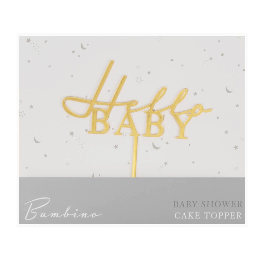 Bambino Acrylic Baby Shower Cake Topper - Hello Baby