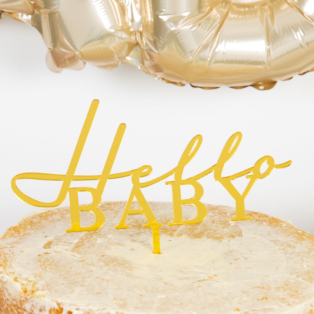 Bambino Acrylic Baby Shower Cake Topper - Hello Baby