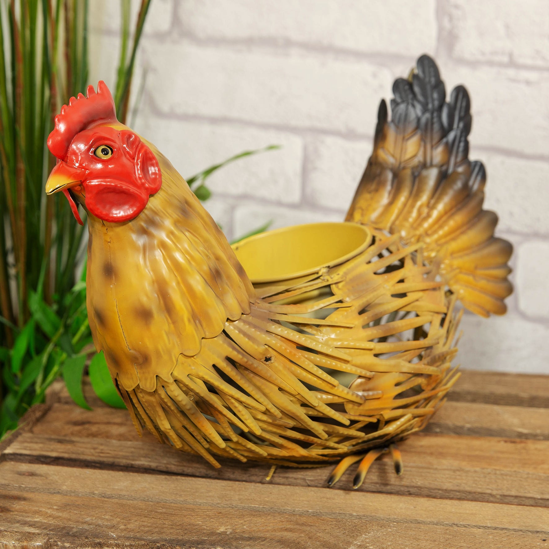 Country Living Handmade Metal Chicken Planter